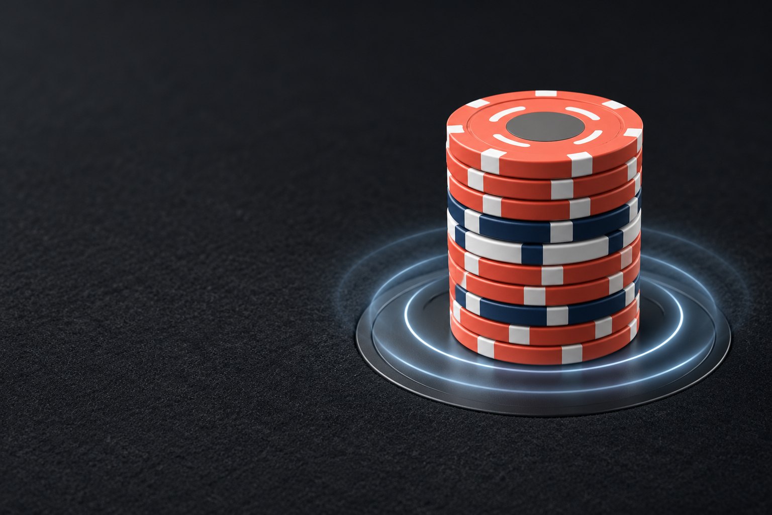 Stack of RFID casino chips on a reader